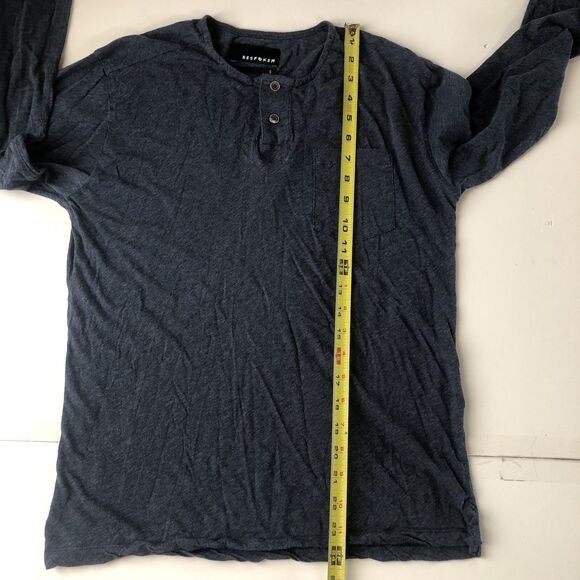 Bespoken 2 Button Pocket Henley Long Sleeve Heather Blue Size Small - Picture 4 of 7